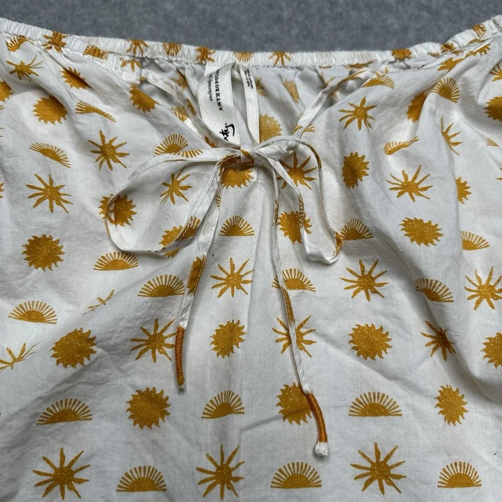 Anthropologie Women Size XL Agathe Marty Puff‎ Sleeve Blouse Sun Stars Print